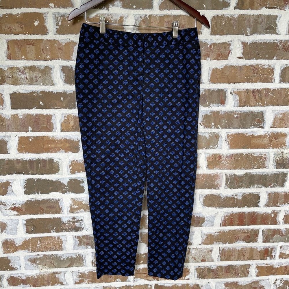 Halogen Dress Pants Women's 27x25 Inch Taylor Fit Black Royal Blue Print Cropped